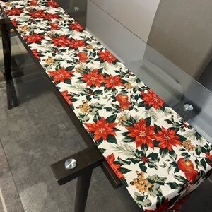Floral Red and Green Table Runner
